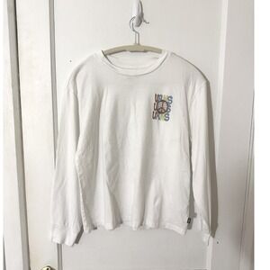 Vans Off The Wall Skulls Peace Globe Graphic Long Sleeve T-Shirt White Small
